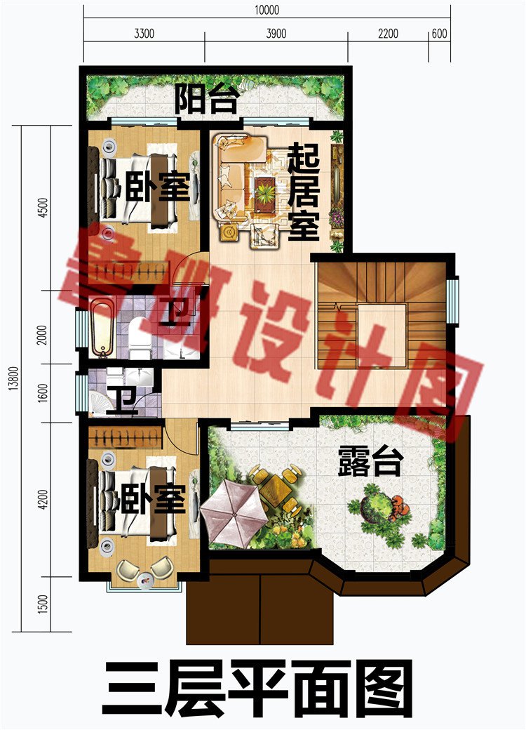 乡村法式复式别墅三层楼房设计图