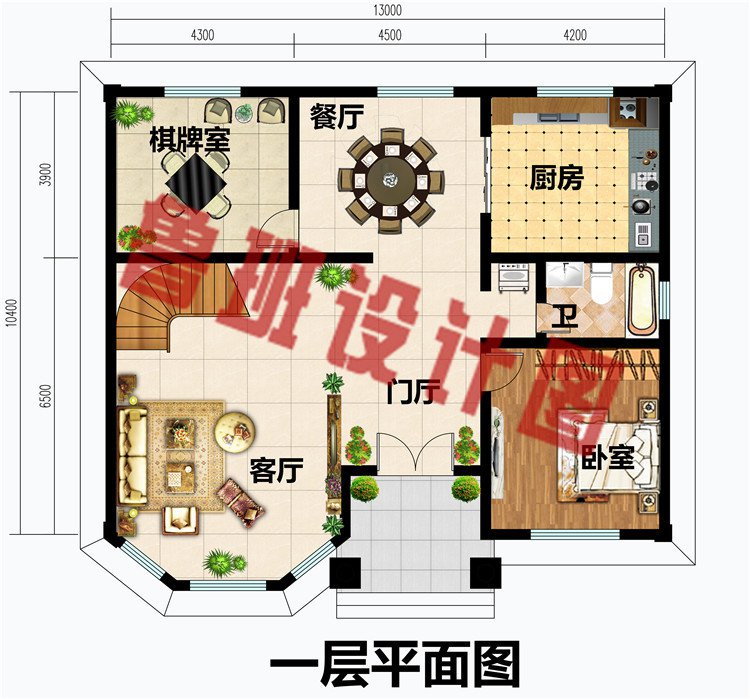 13×10米左右的三层独栋别墅设计图