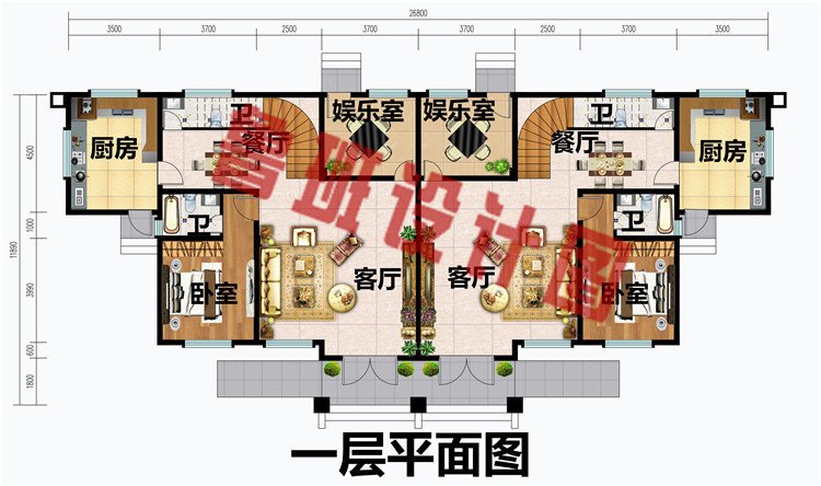 双拼别墅设计图农村三层户型图