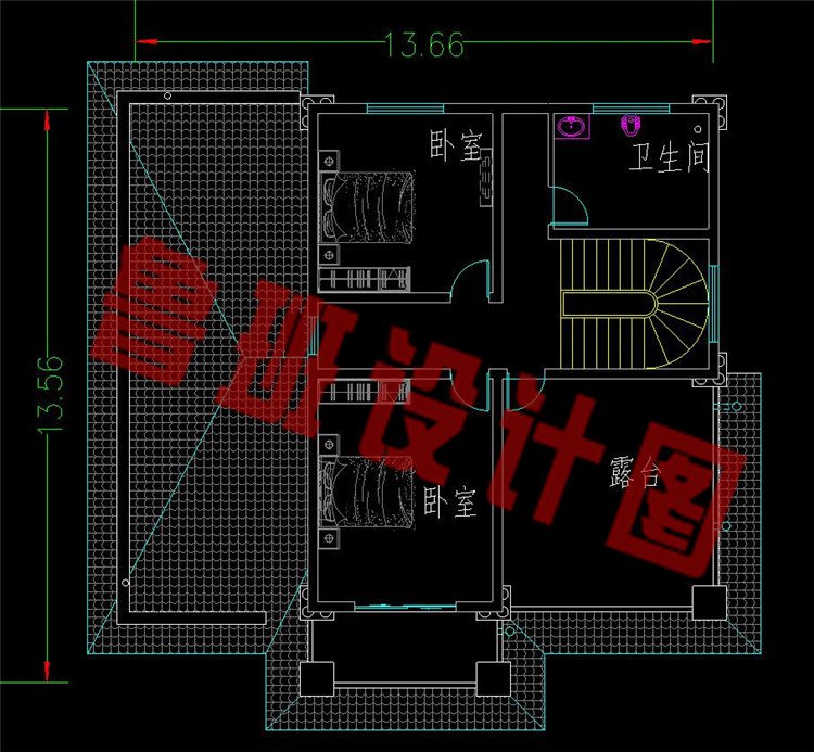 农村三层欧式自建别墅三层平面图