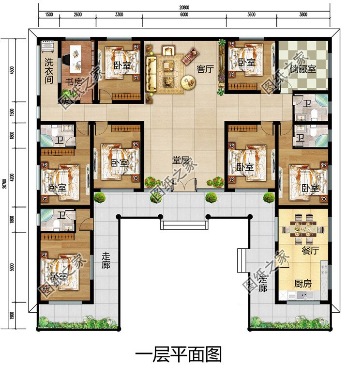 新中式三合院设计图一层户型图