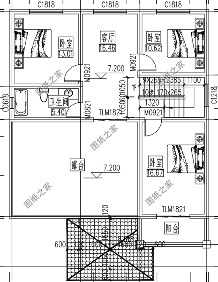 120平方三层房子三层设计图