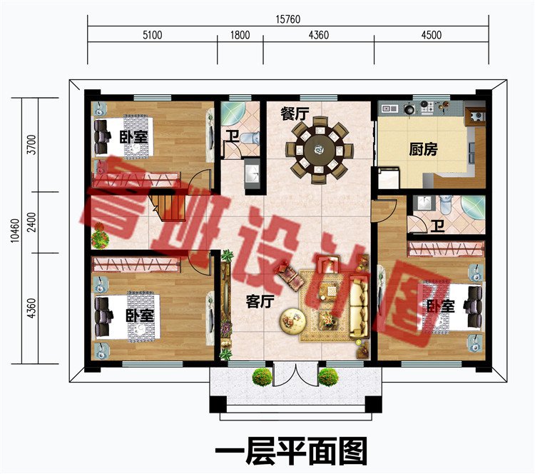 现代简约农村二层别墅设计图一层平面图