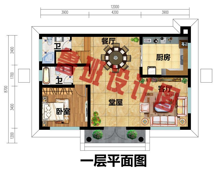 乡村二层平屋顶别墅设计图平面图