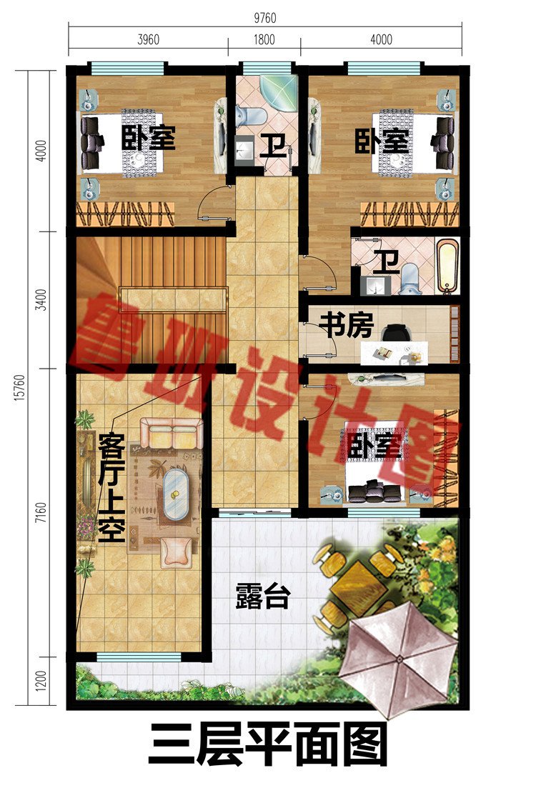 现代风格农村三层小户型