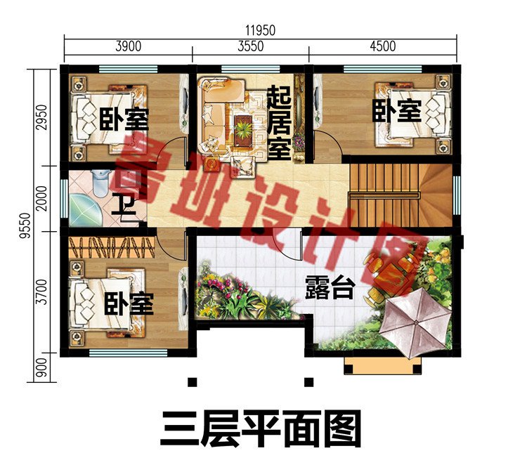 100平乡下三层楼房别墅设计图