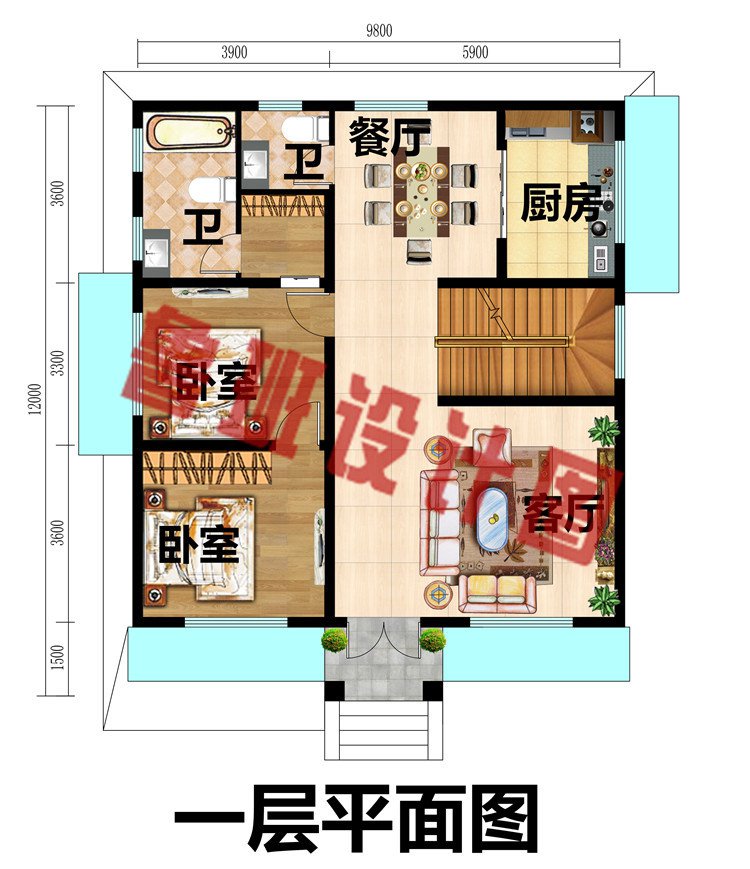 100平米乡村二层自建别墅房屋设计图