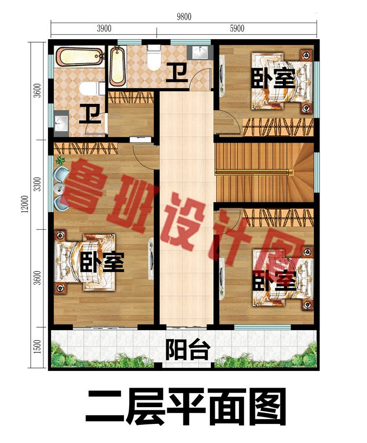 100平米乡村二层自建别墅房屋设计图