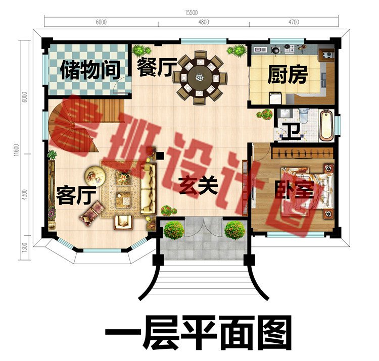 造价35万精致复式二层自建别墅设计图