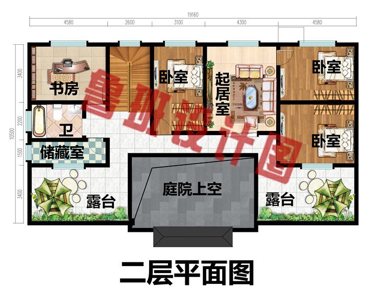 30万简约四合院二层别墅设计图