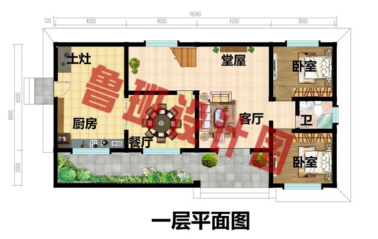16×8米二层自建房小别墅设计图
