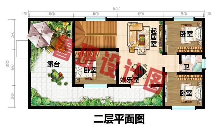 16×8米二层自建房小别墅设计图