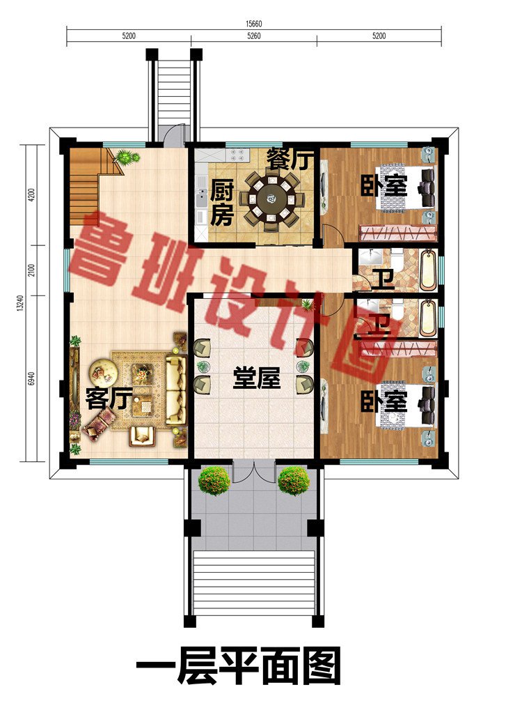 带堂屋农村三层别墅房屋设计施工图