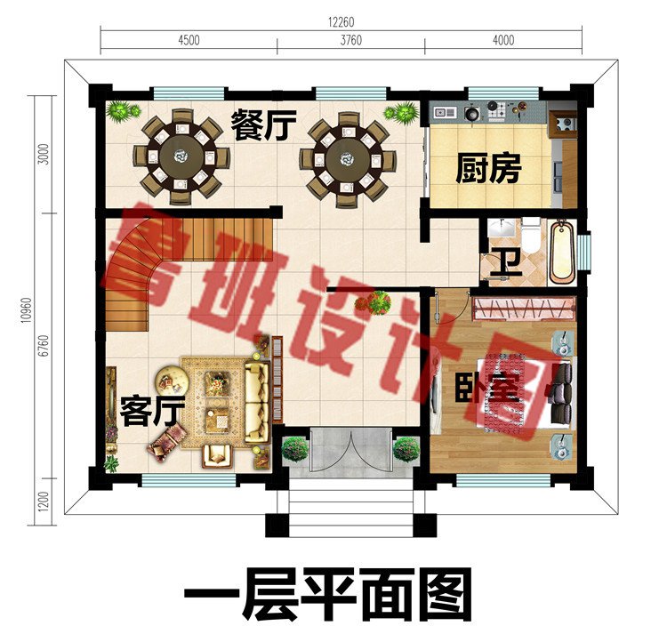 120平方米带地下室三层复式别墅自建房设计图