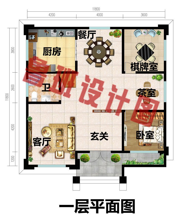 新中式方正户型农村三层别墅设计图