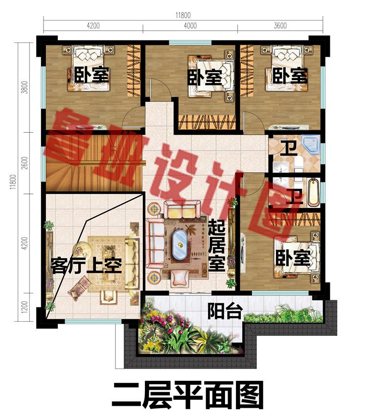 新中式方正户型农村三层别墅设计图