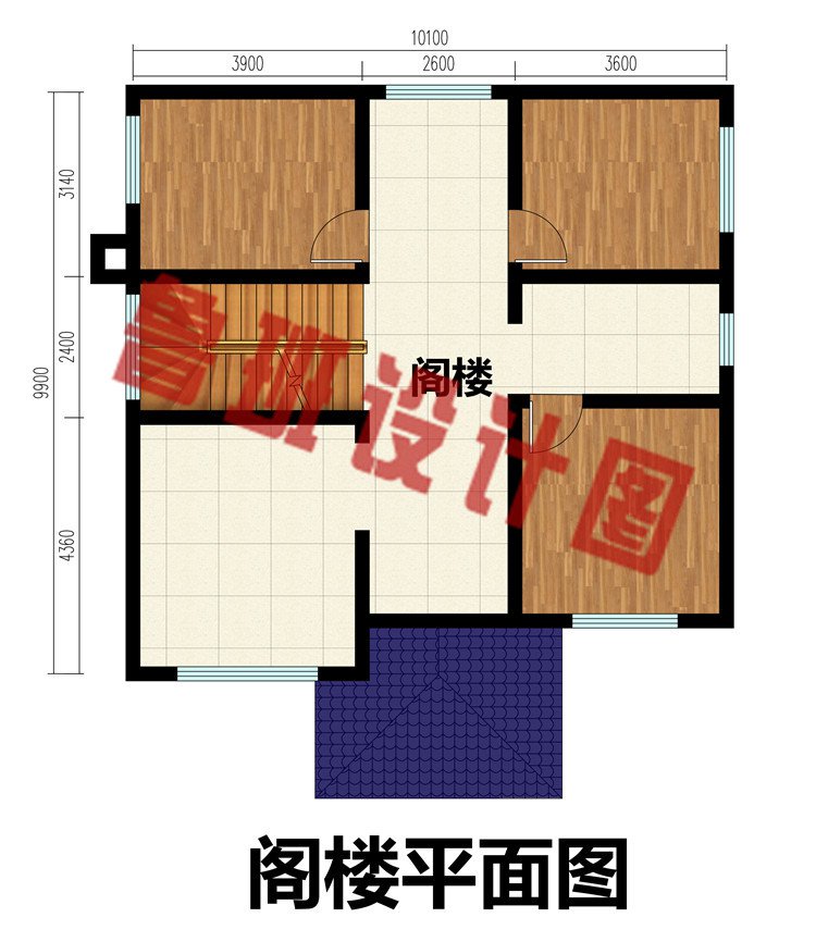 100平实用二层半小别墅阁楼平面图