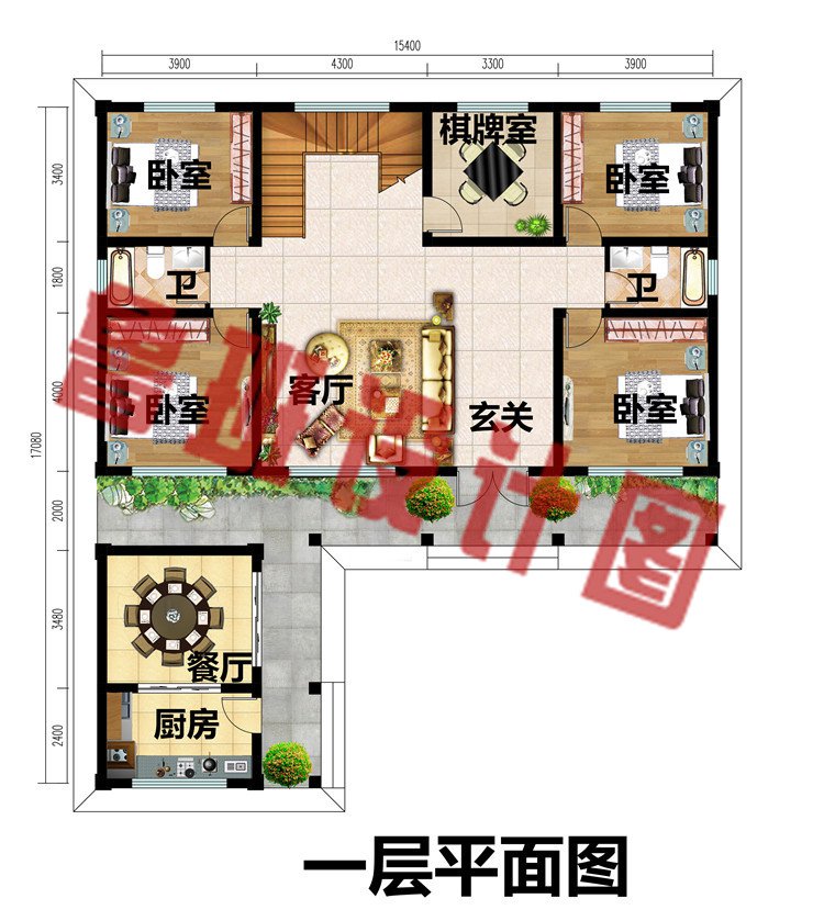 210平米农村自建房二层设计图一层平面图