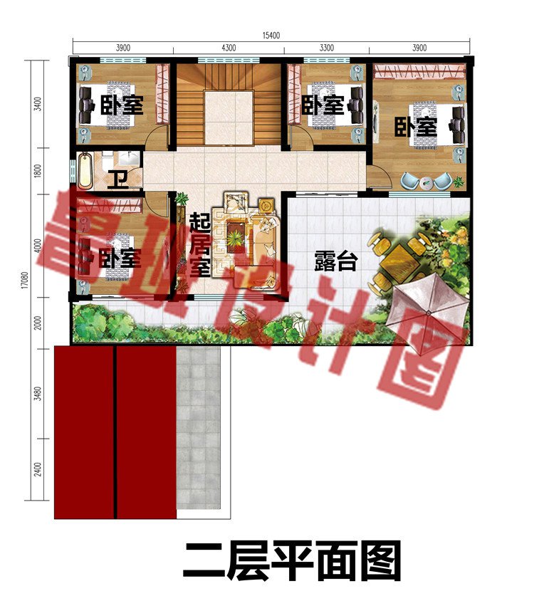 210平米农村自建房二层设计图二层平面图