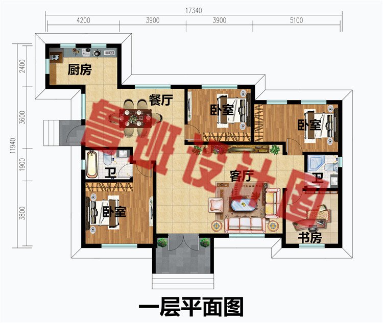 新中式一层平房别墅设计