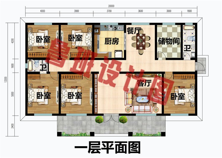 216平方米一层5间欧式小洋楼