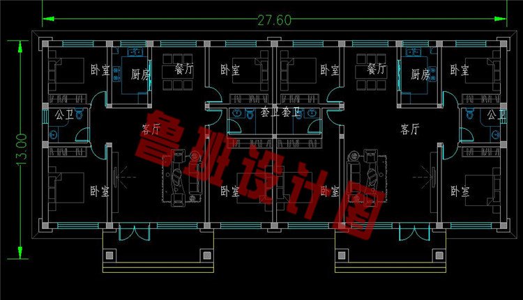 农村兄弟双拼别墅设计图，一层也能盖双拼自建房 _双拼别墅设计图_鲁班设计图纸官网
