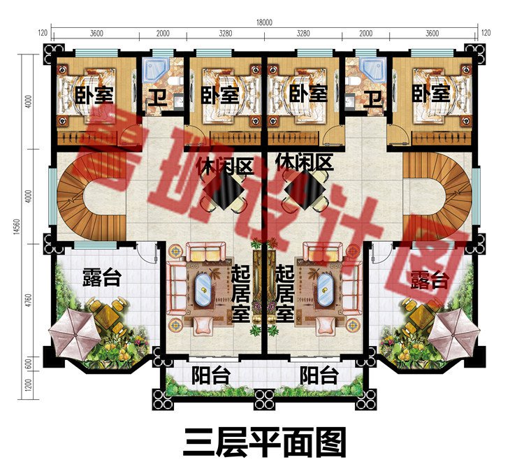 兄弟合建三层欧式双拼别墅