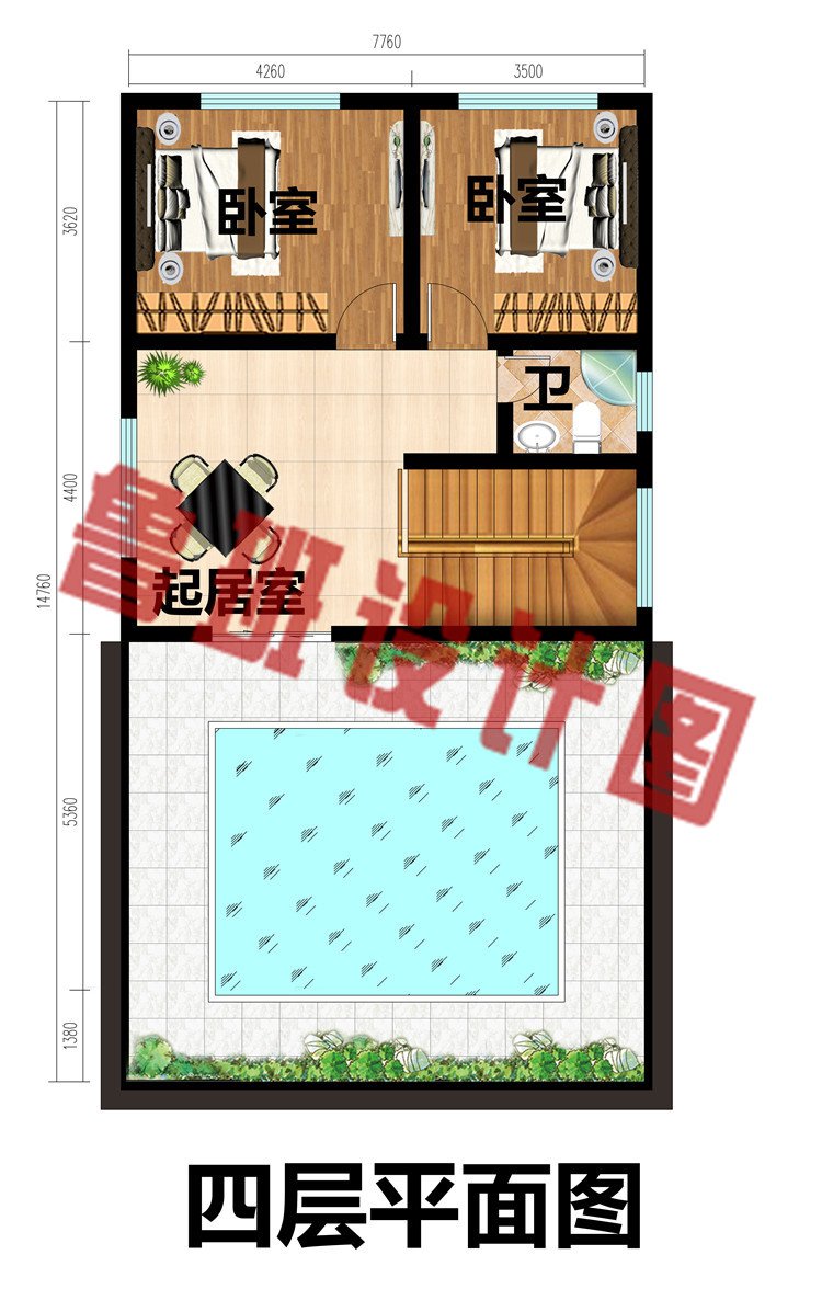 小面宽的农村简单四层平屋顶