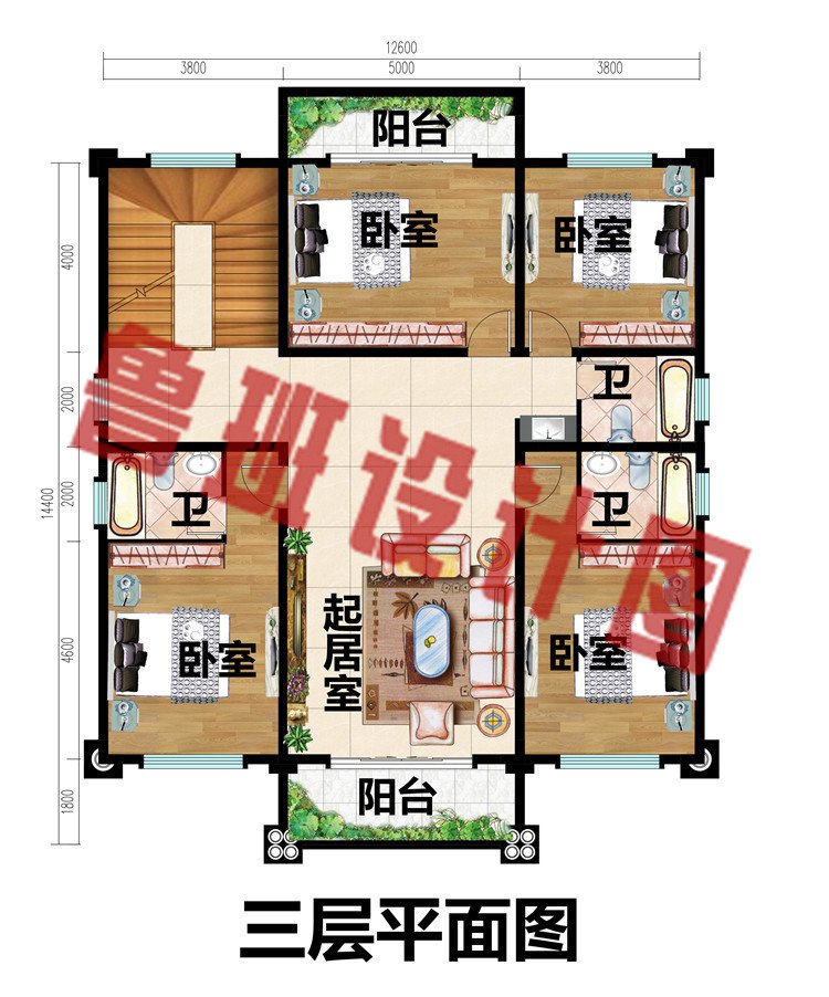 四层乡村别墅外观效果图