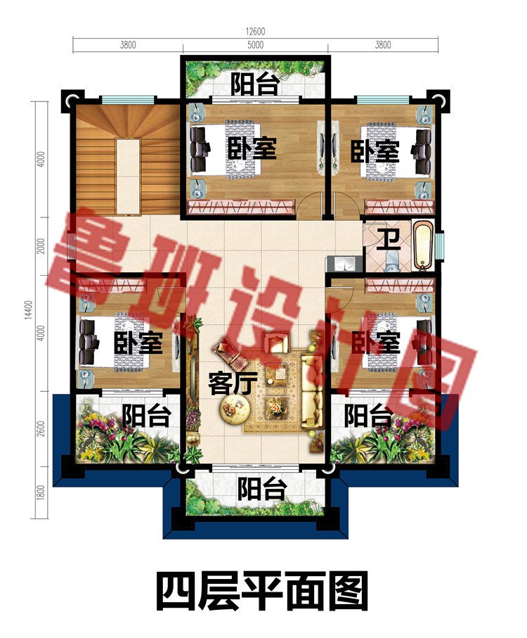 四层乡村别墅外观效果图