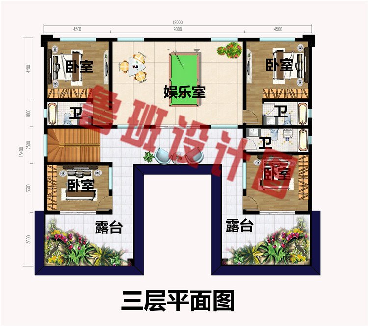 18×15米新中式农村三层别墅