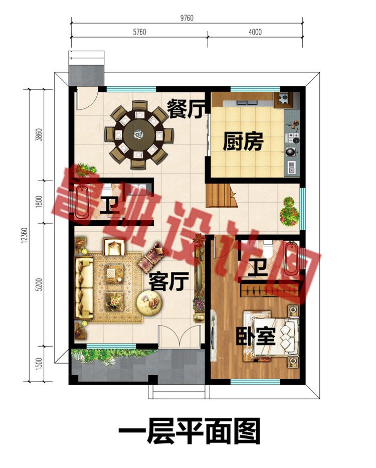 好看实用农村二层别墅设计图一层平面图