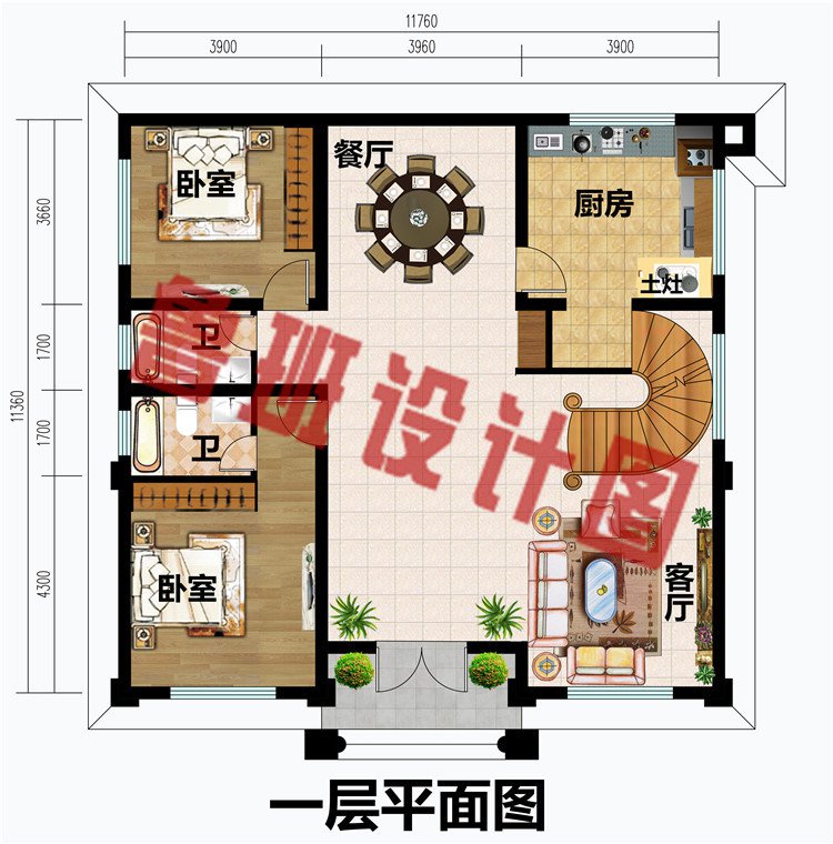 农村四层霸气别墅设计图一层