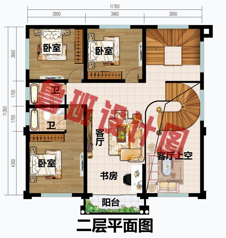 农村四层霸气别墅设计图二层