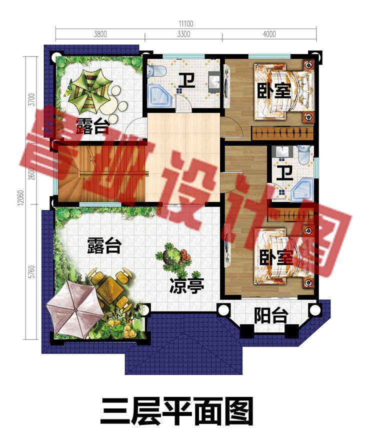 130平农村三层自建别墅