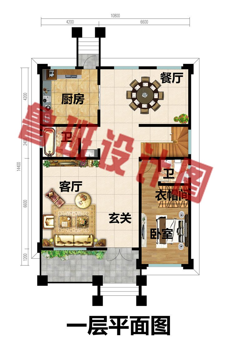 11X14米农村三层自建房子图