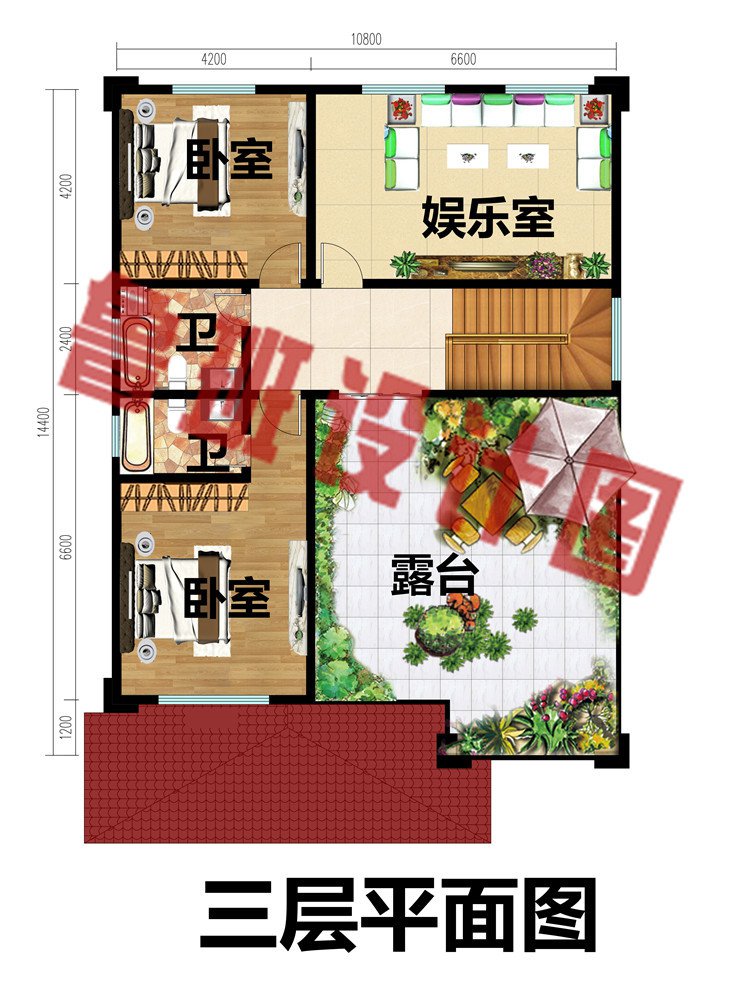 11X14米农村三层自建房子图