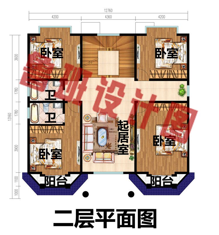 二层精美欧式别墅设计图二层平面图