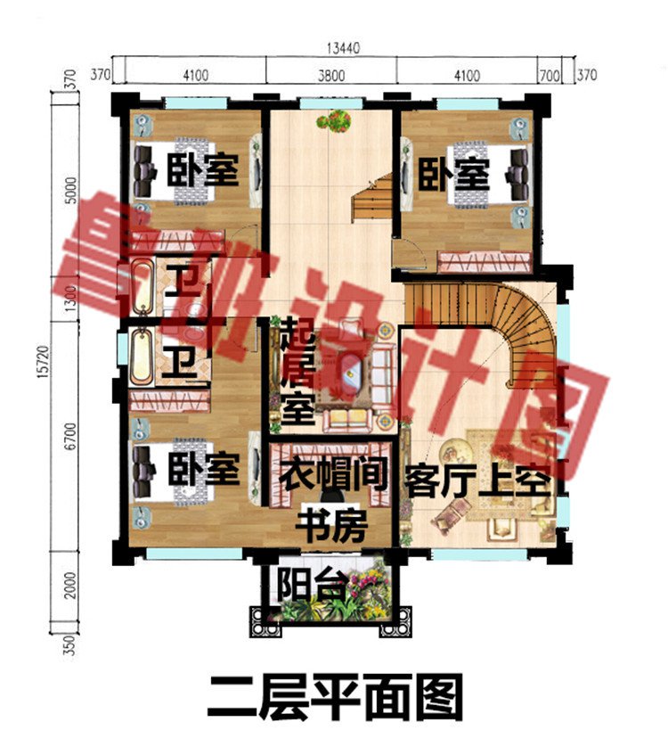 三层带车库欧式客厅挑空设计