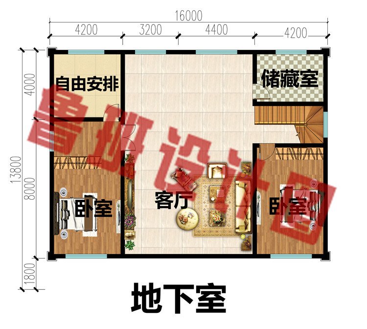 带地下室的一层别墅设计图地下室