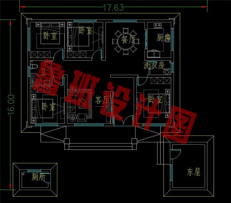 大气农村一层自建别墅方案平面图