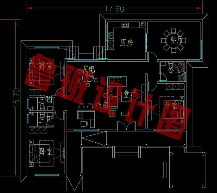 一层中式养老别墅设计图平面图