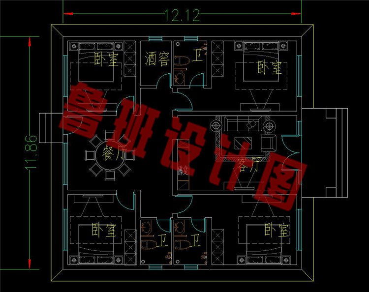 主屋不设厨房的平房设计图平面图