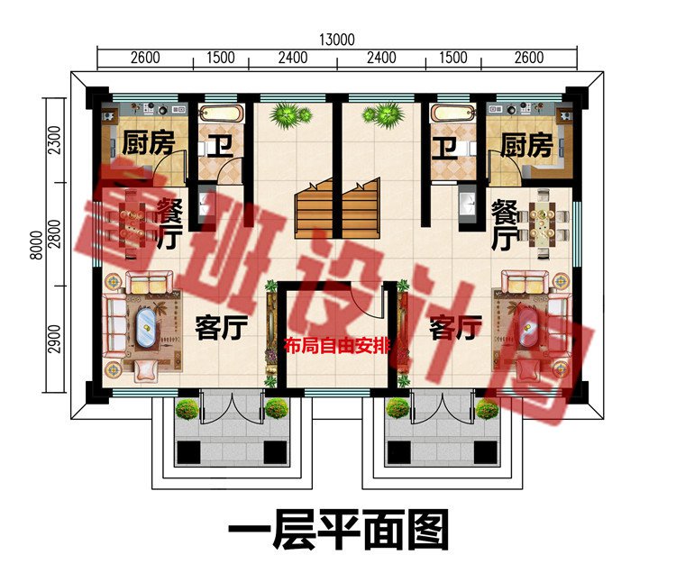 经济型实用兄弟双拼三层别墅自建房