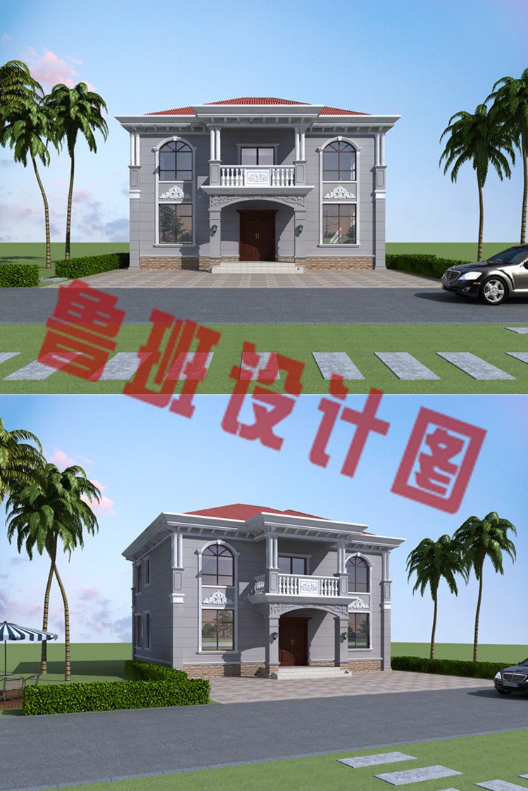13x13米简单二层最新别墅设计图外观图