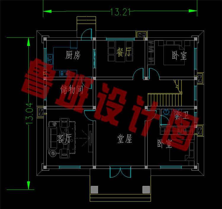 13x13米简单二层最新别墅设计图平面图1