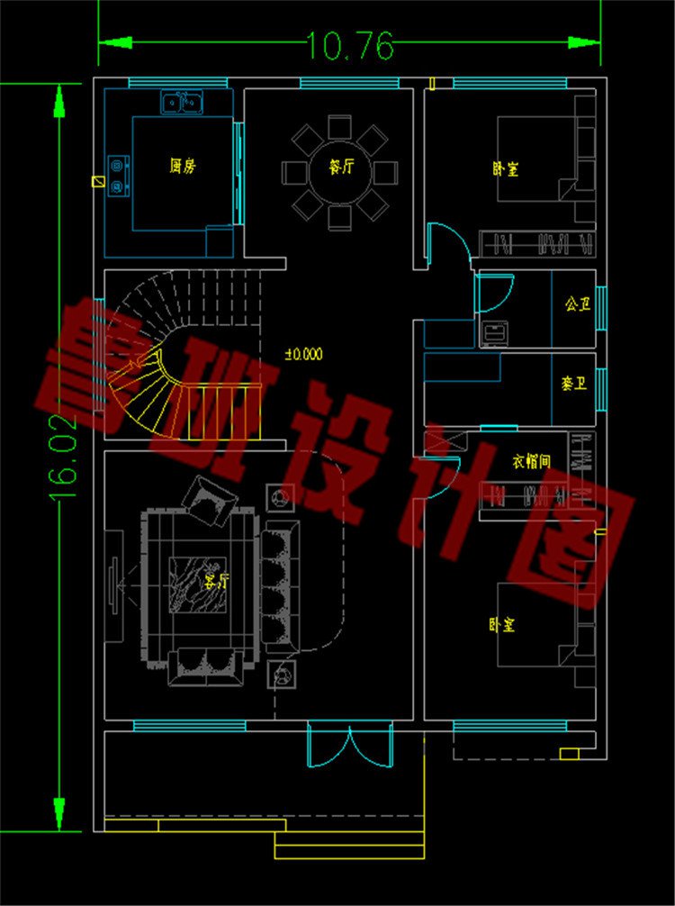 150平两层现代风别墅设计图一层