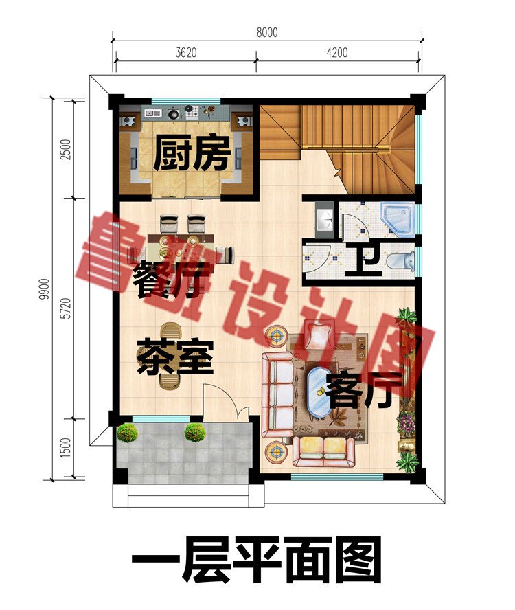 面宽8米农村二间二层小别墅设计方案