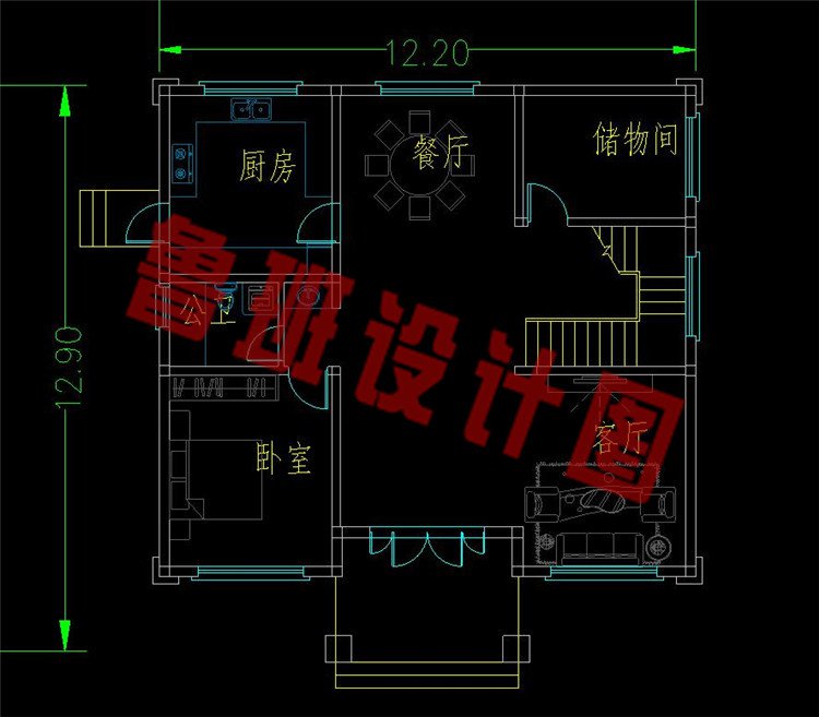 简欧风二层农村别墅设计图一层