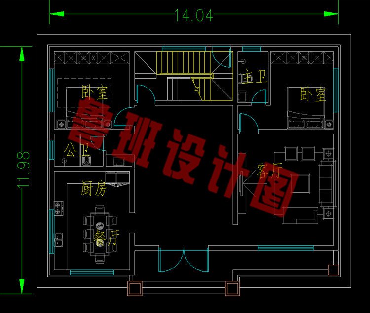 独栋双厨房二层设计图一层